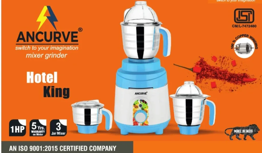 ANCURVE Hotel King 1HP 3-Jar Mixer Grinder